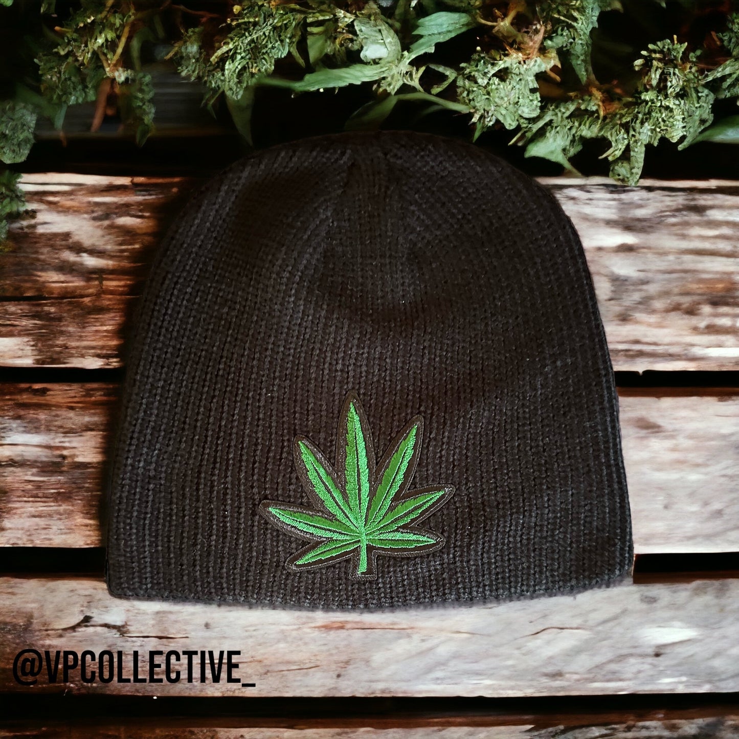 Black Cannabis Beanie
