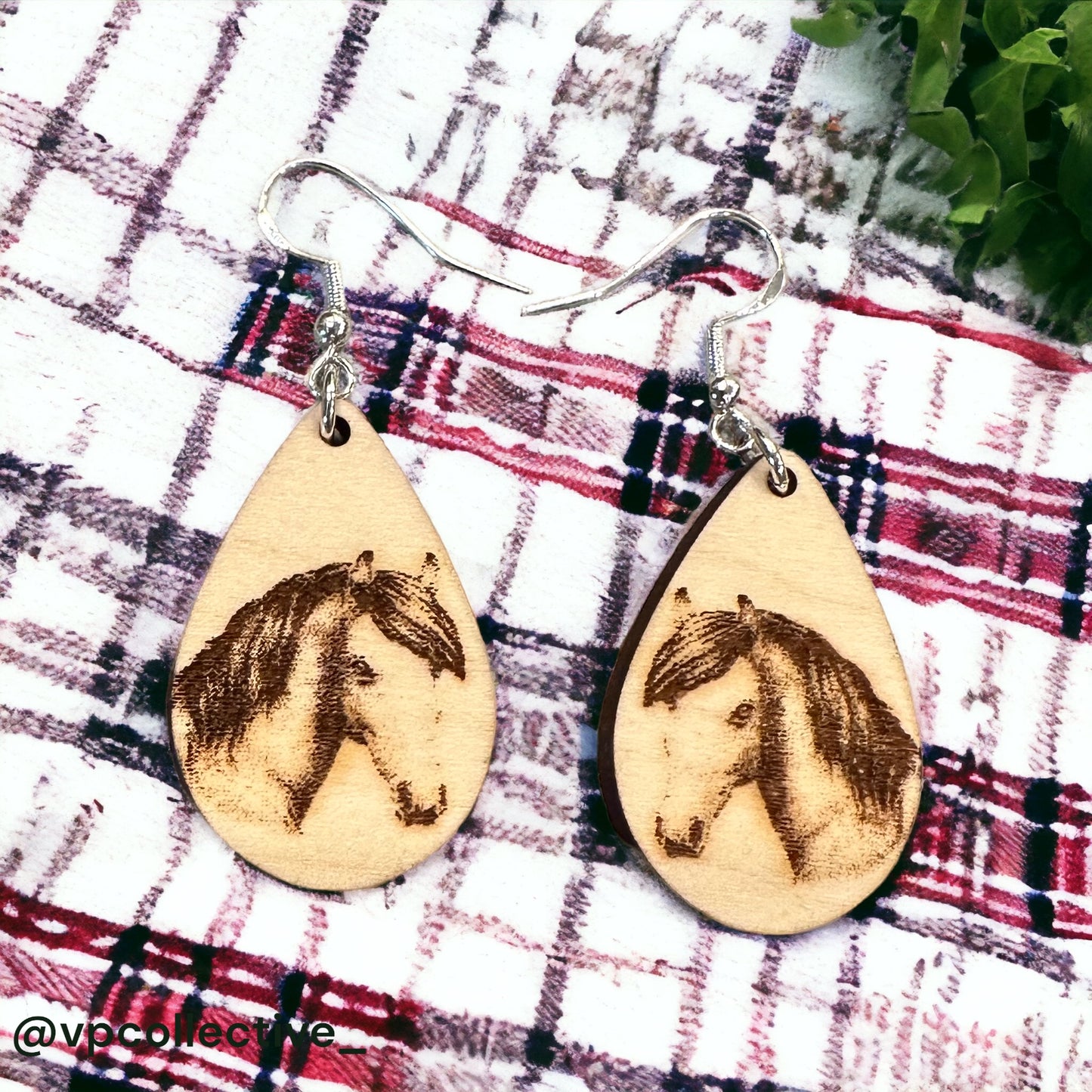 Engraved Horse Bust Earrings