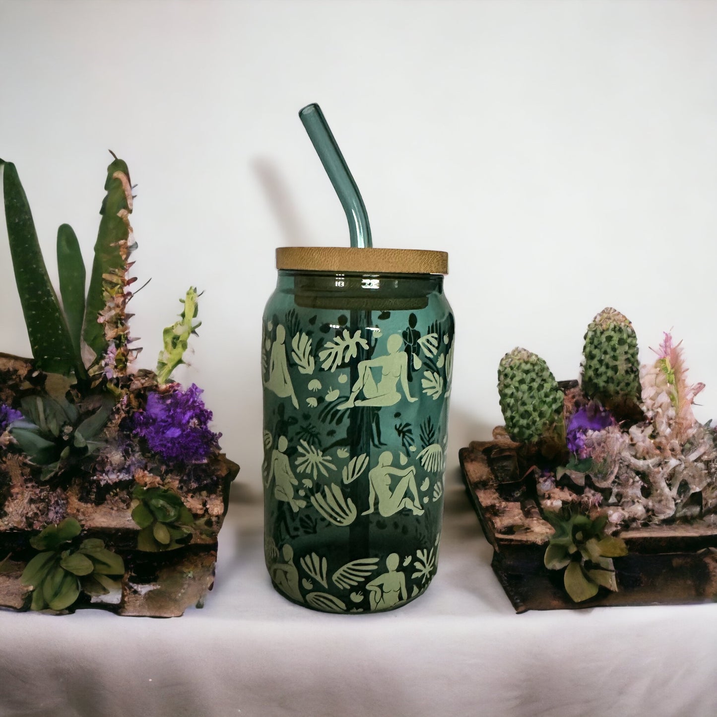 Green Forest Goddess Glass Cup