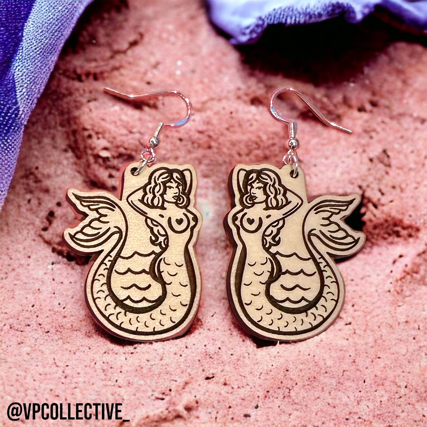 Traditional Tattoo Style Mermaid Earrings