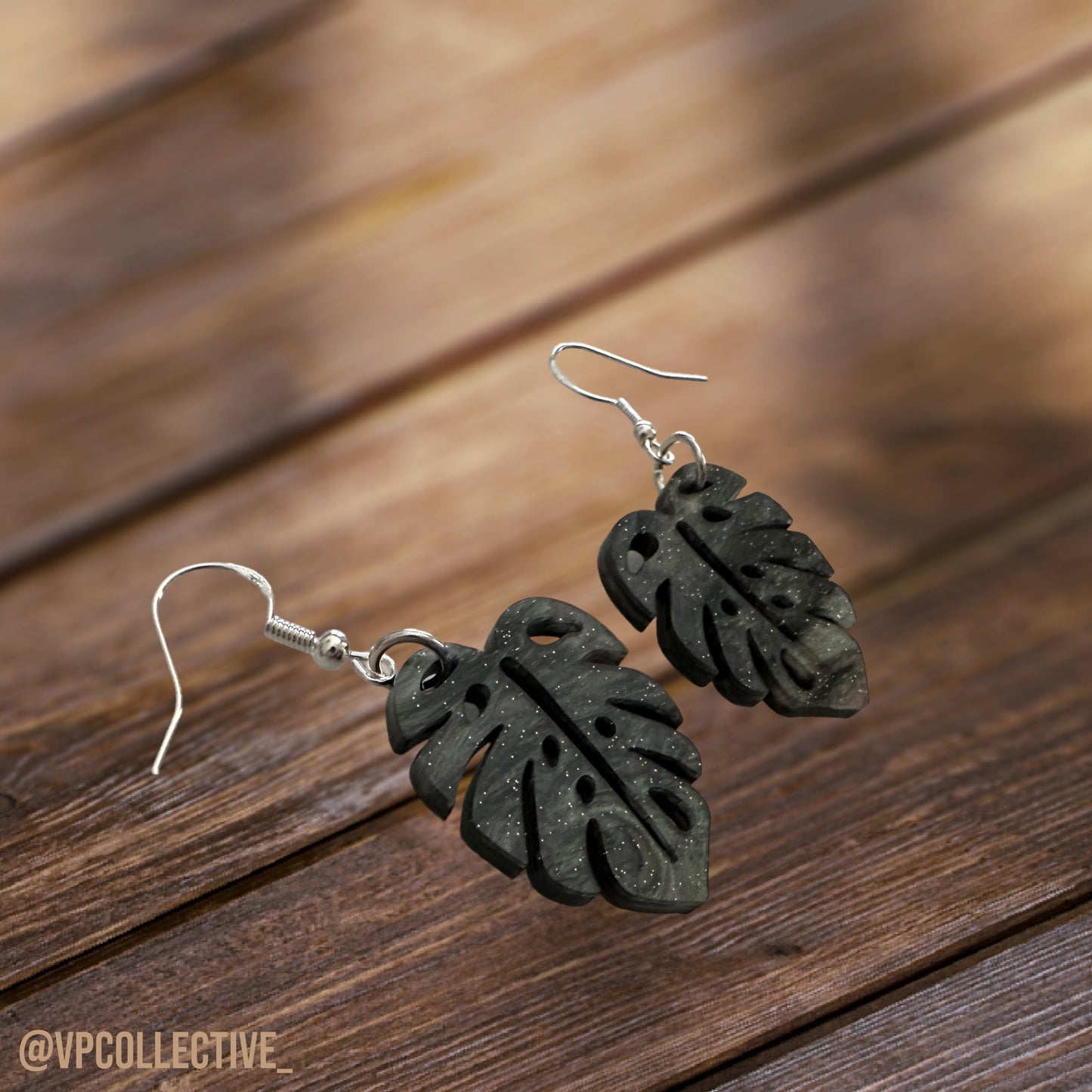 Monstera Green Galaxy Dangle Earrings