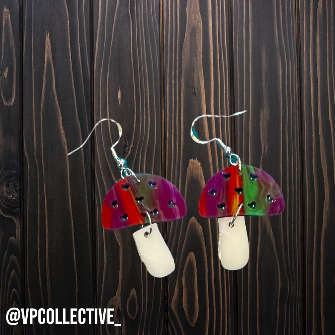 Mushroom Dangle Earrings - Color Run