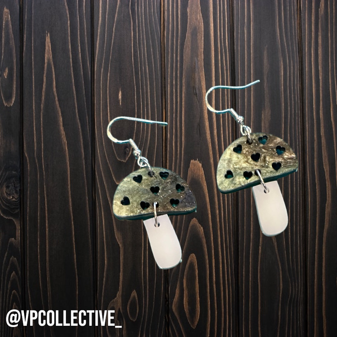 Mossy Mushroom Dangle Earrings