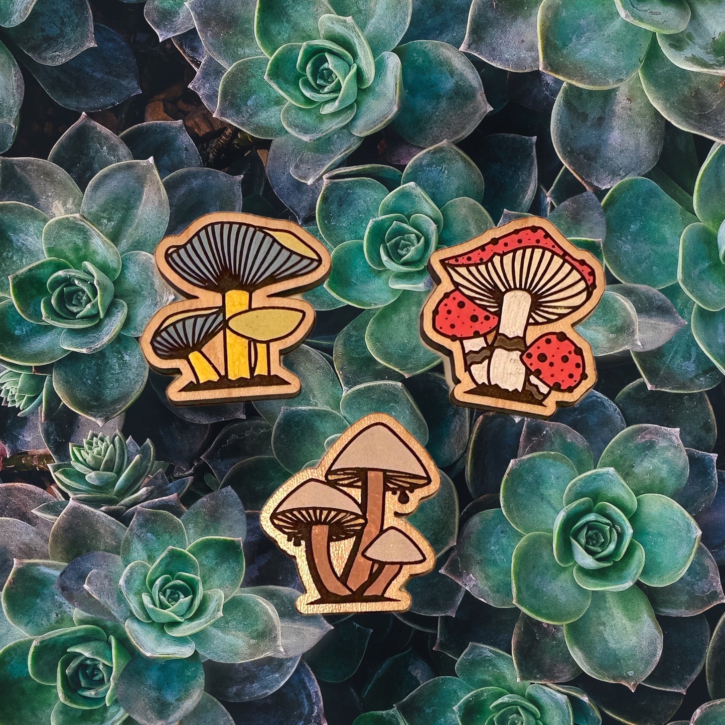 Mushroom Magnet Set - Painted