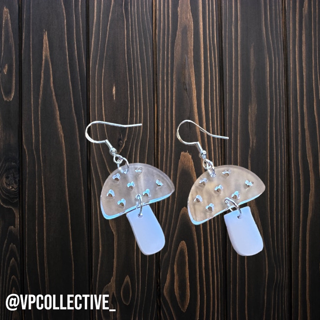 Frosted Mushroom Dangle Earrings