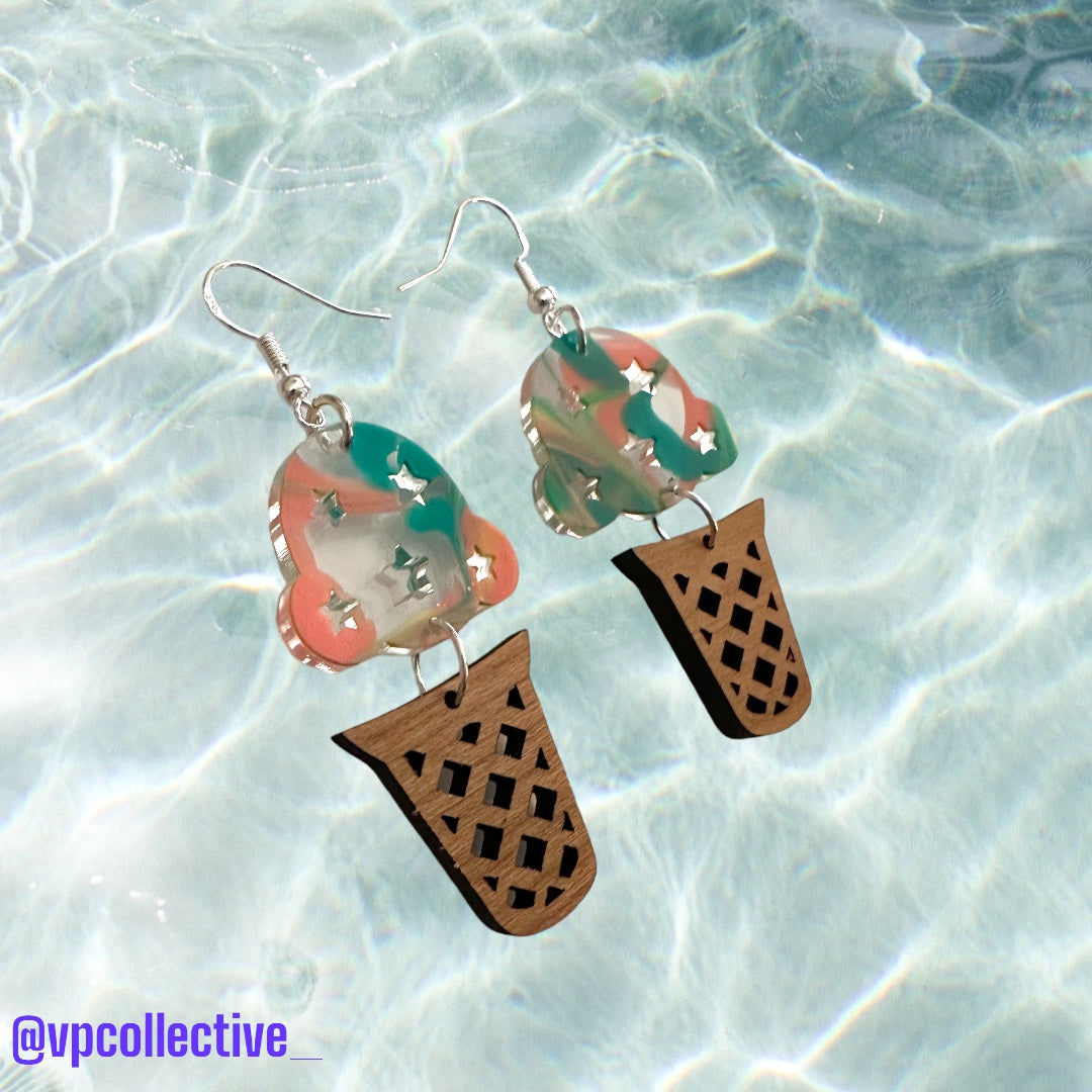 Island Dream Ice Cream Cone Dangle Earrings