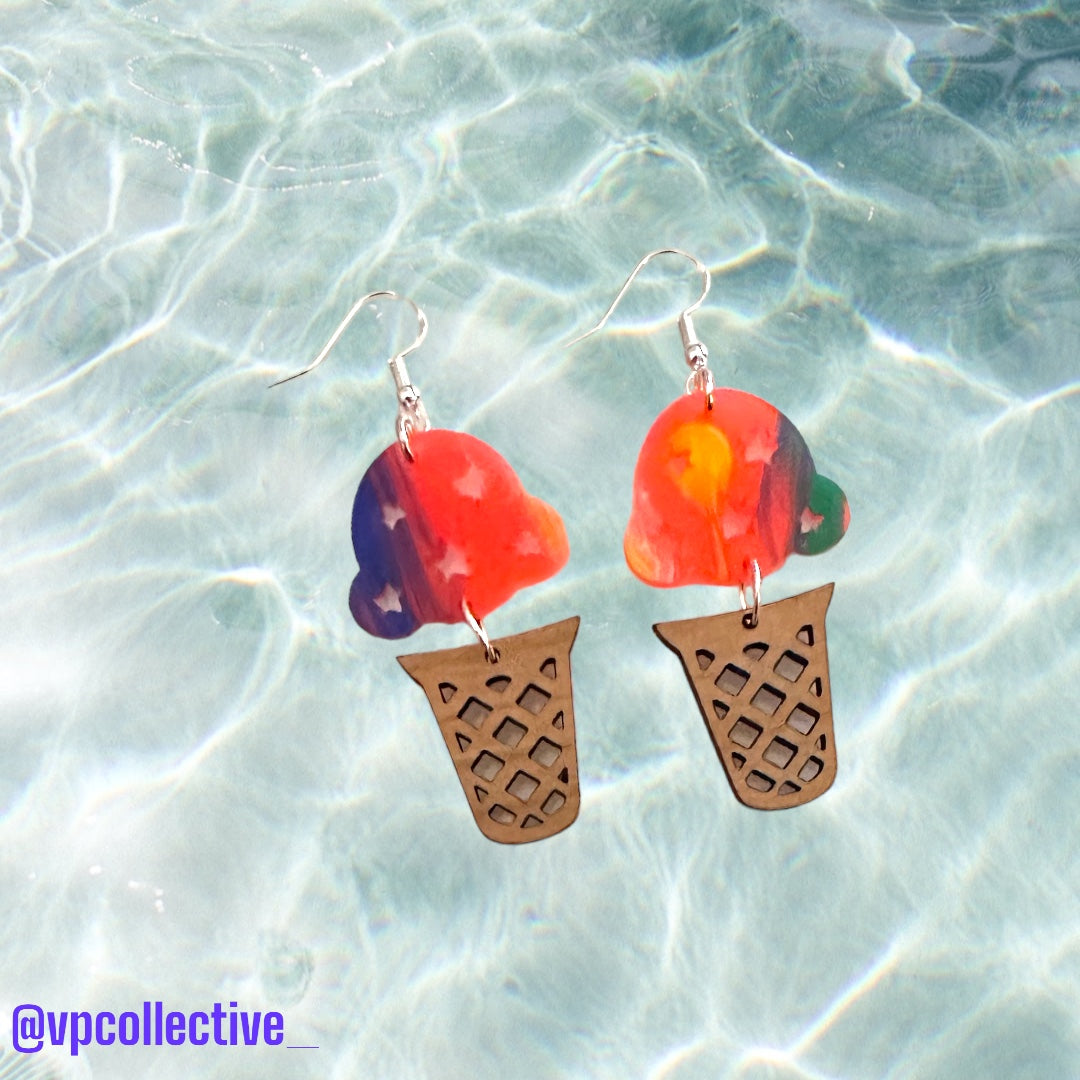 Sour Patch Ice Cream Cone Dangle Earrings