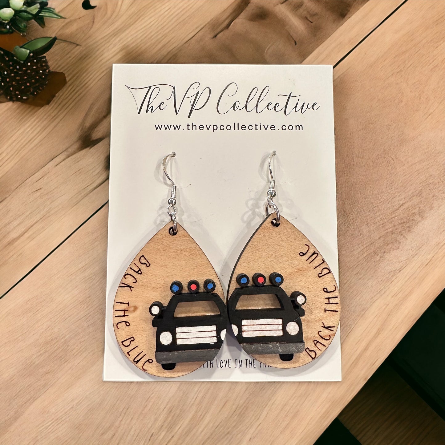 Back The Blue - Police Car Earrings