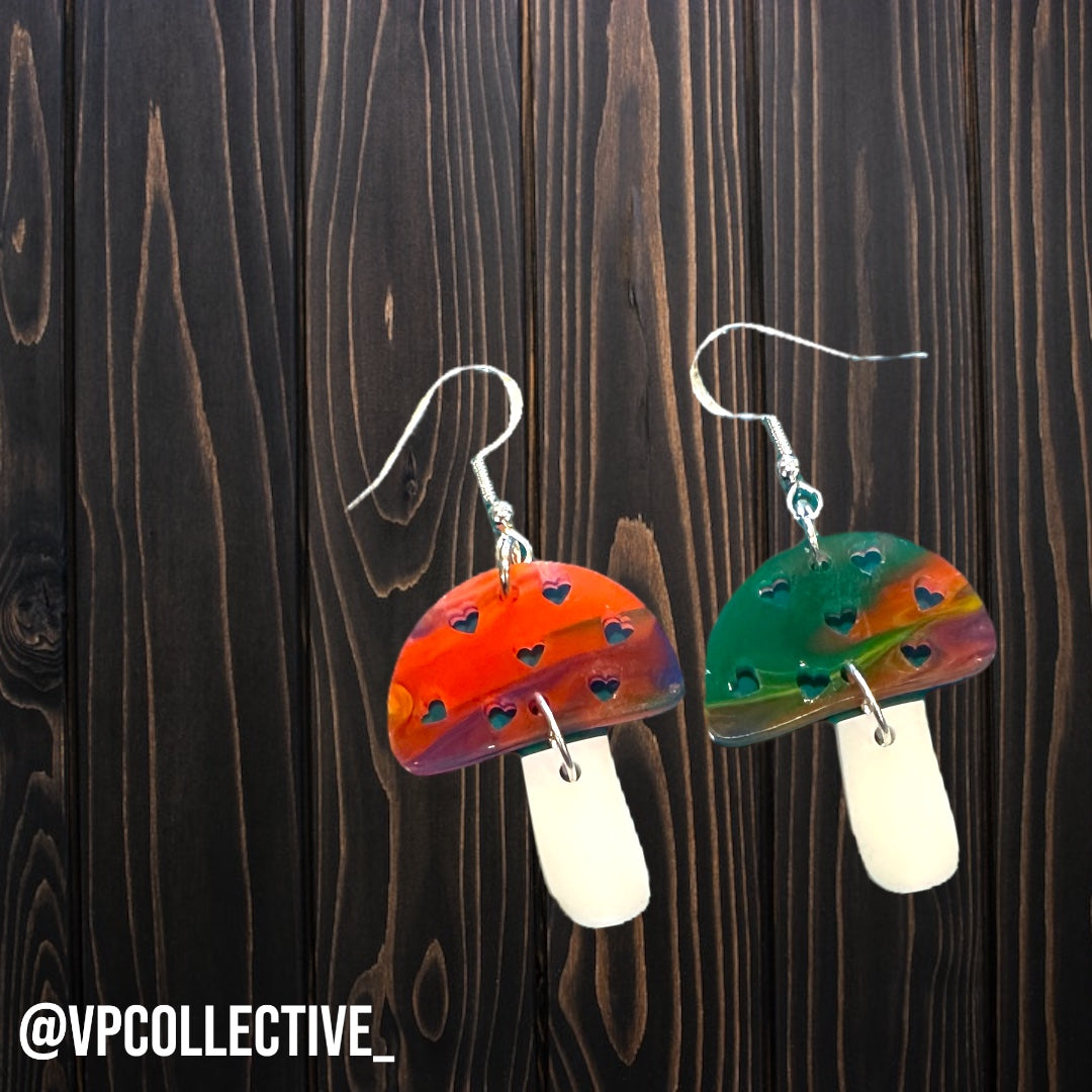 Summer Sunset Mushroom Dangle Earrings