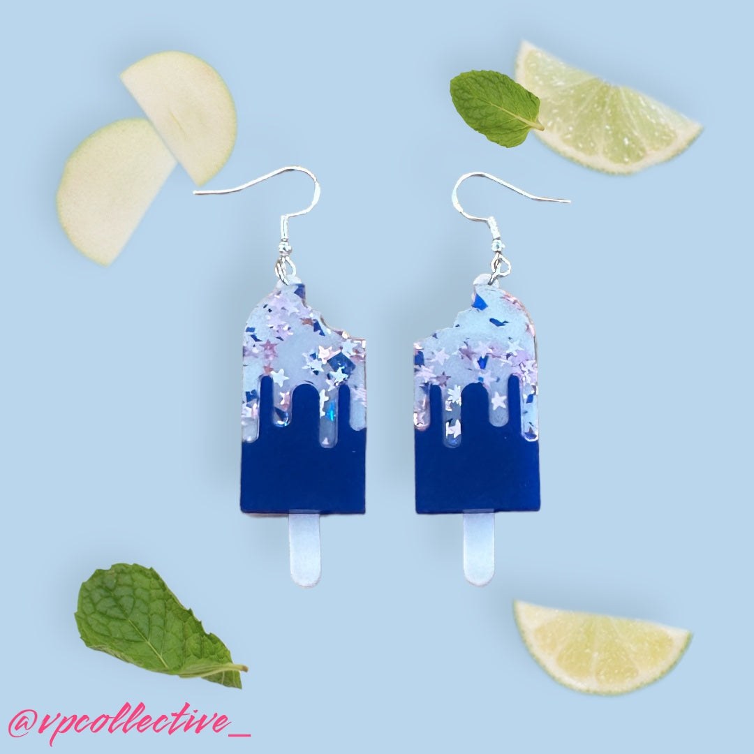Melting Patriotic Glitter Popsicle Dangle Earrings