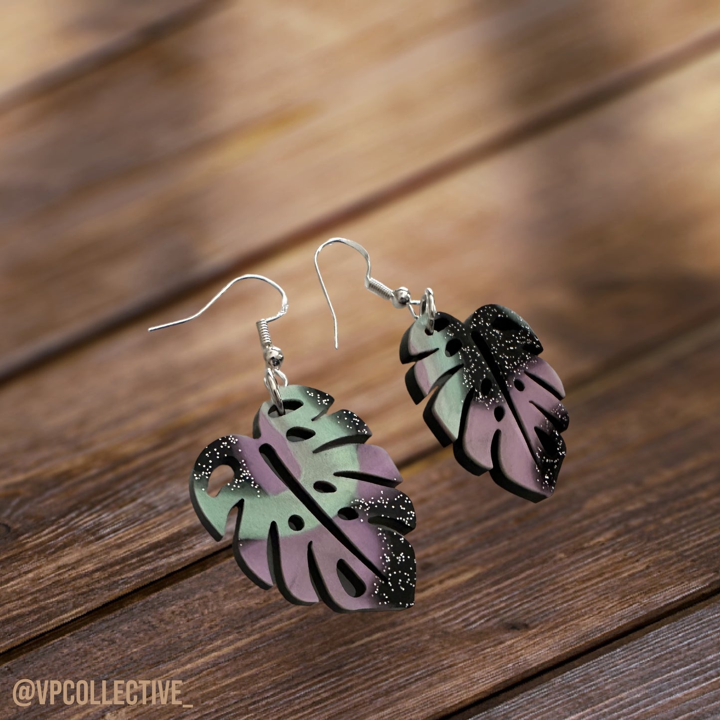 Monstera Cosmic Bowling Dangle Earrings