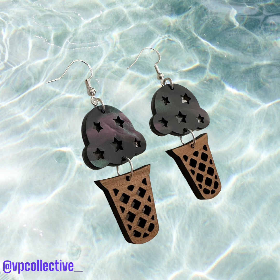 Intergalactic Ice Cream Cone Dangle Earrings