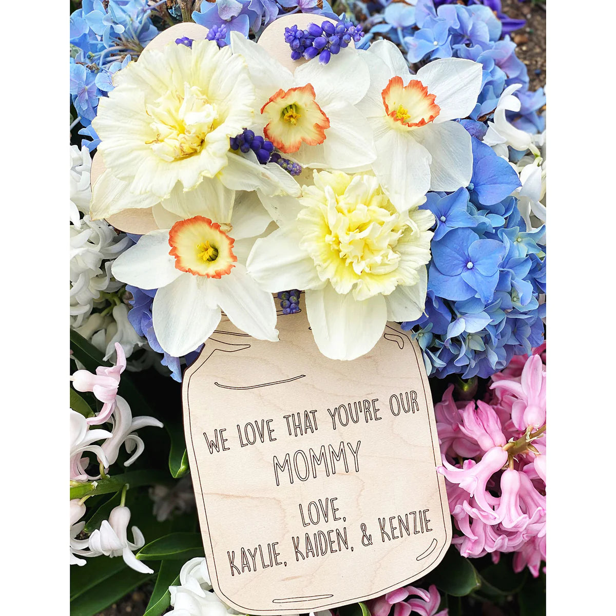 Mason Jar Fresh Flower Bouqet Arranger Card.