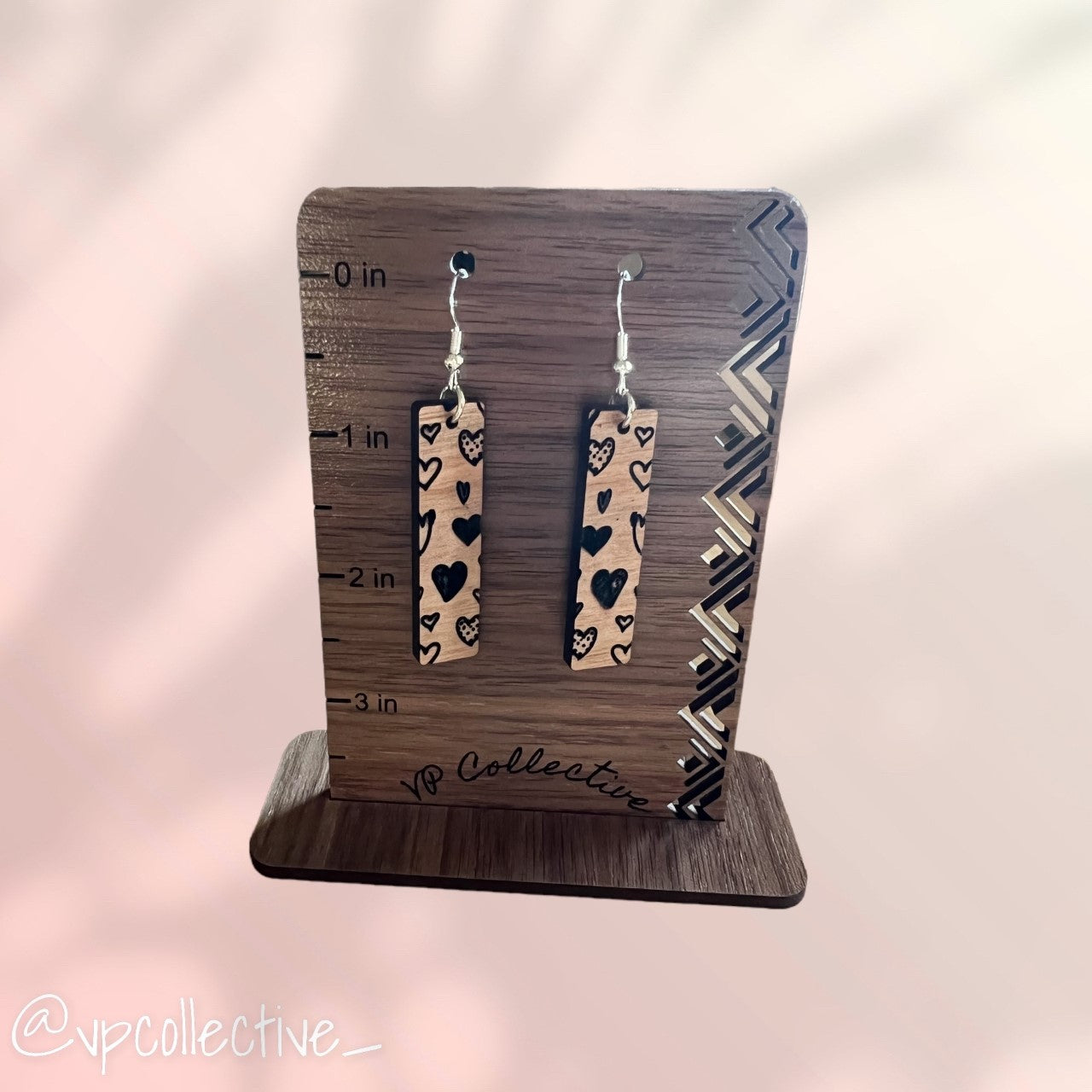 Mixed Heart Design Panel Earrings - Cherry