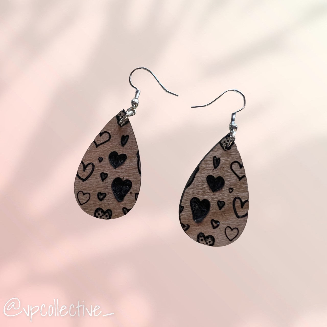 Mixed Heart Design Teardrop Earrings - Cherry