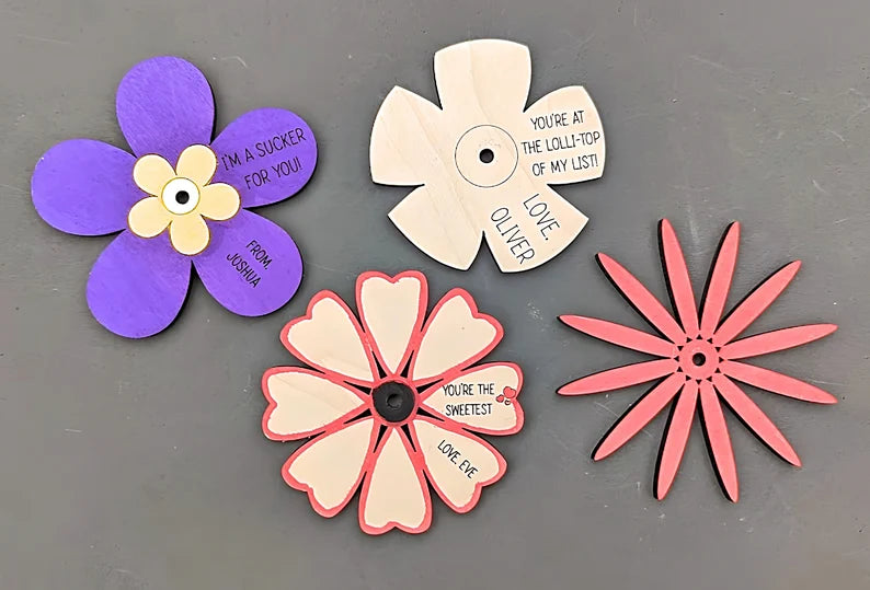 Valentines Flower Suckers - Children’s Class Valentines