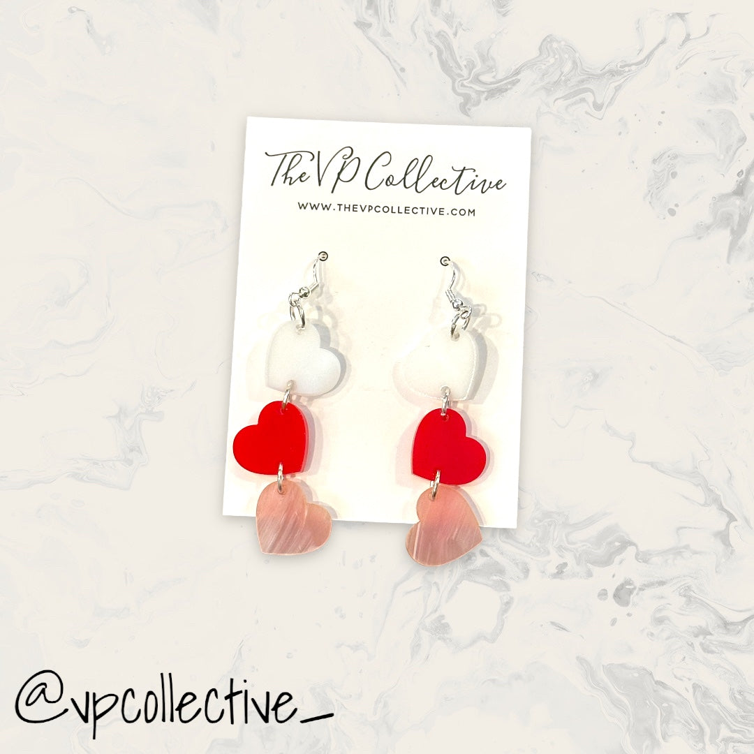 String of Hearts Dangle Earrings
