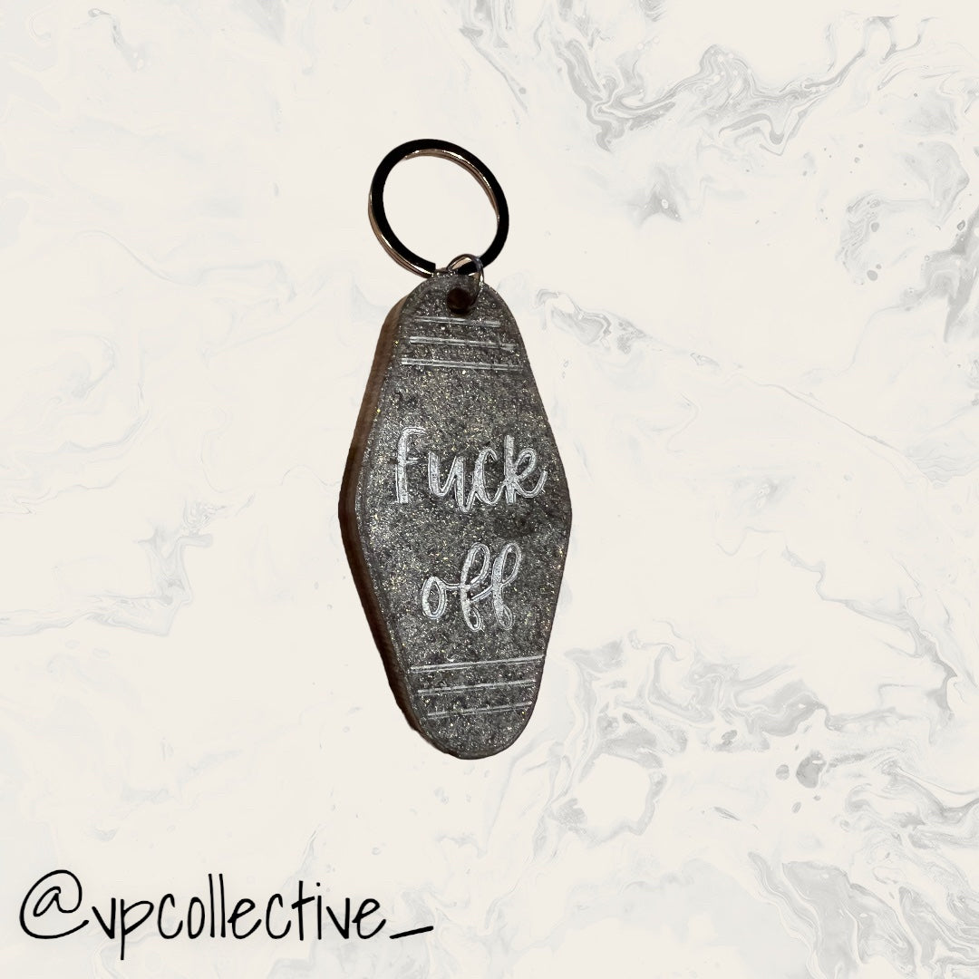 F*ck Off Keychain - Deep Space Glitter