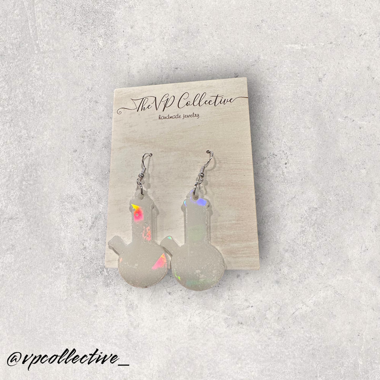 White Holographic Bong Earrings