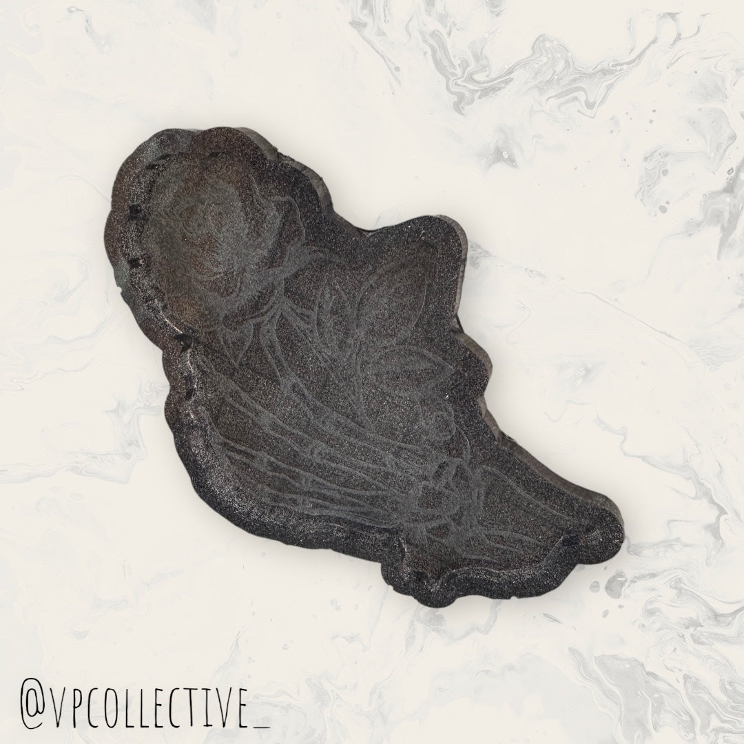 Deep Space Dust Skeleton Hand Holding Rose Catch All Tray