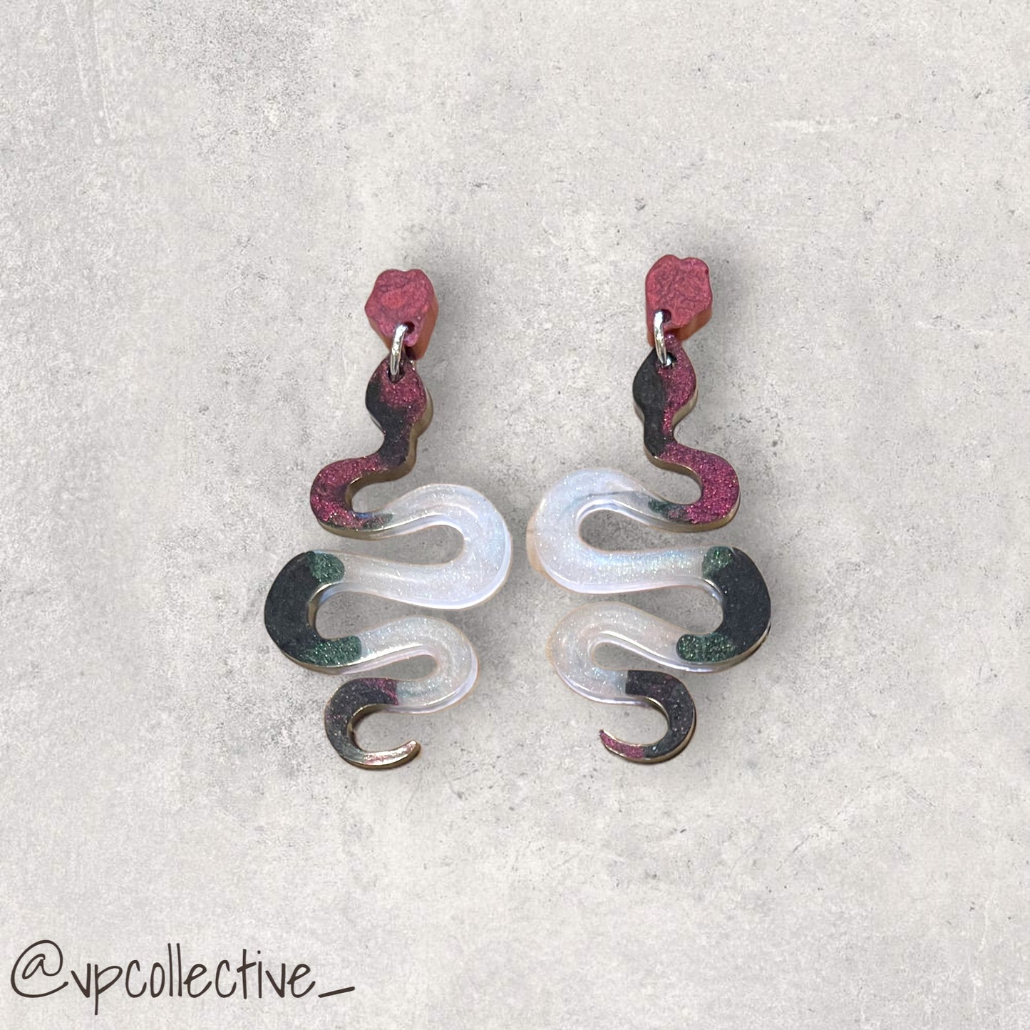 Random Smattering Stud Earring with Snake Dangle