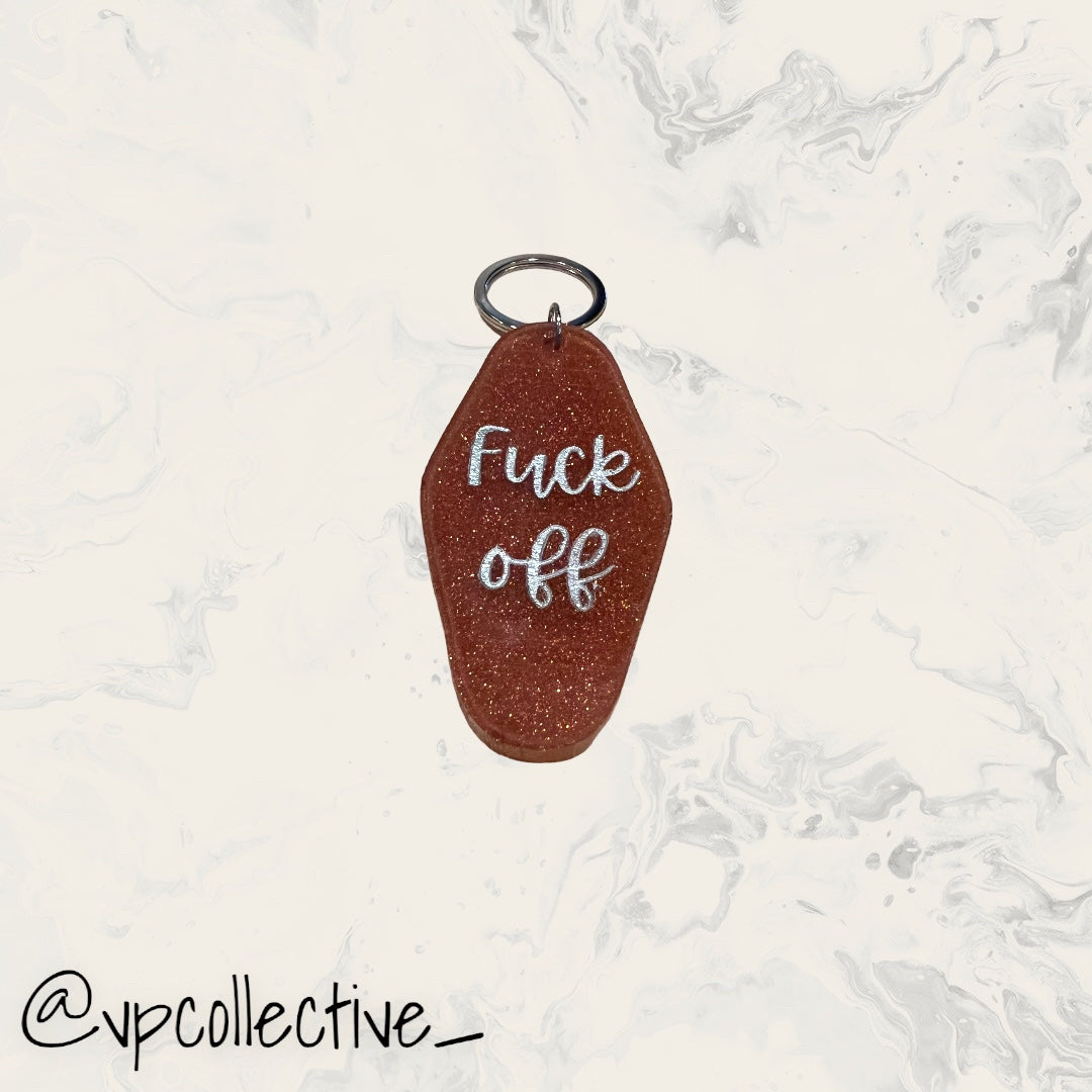 F*ck Off Keychain - Bronze Glitter
