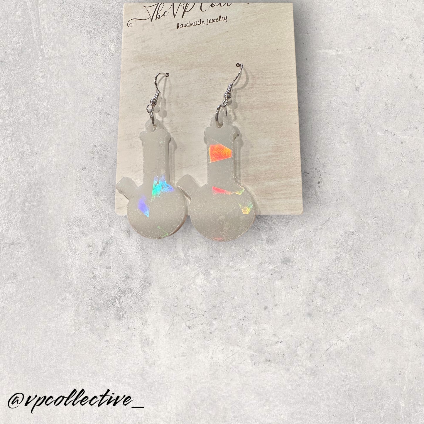 White Holographic Bong Earrings