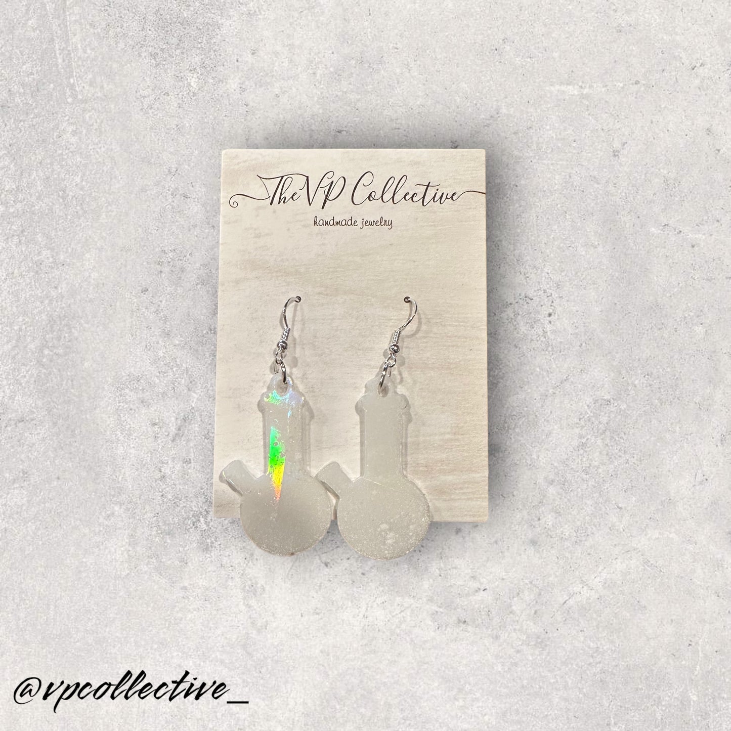 White Holographic Bong Earrings