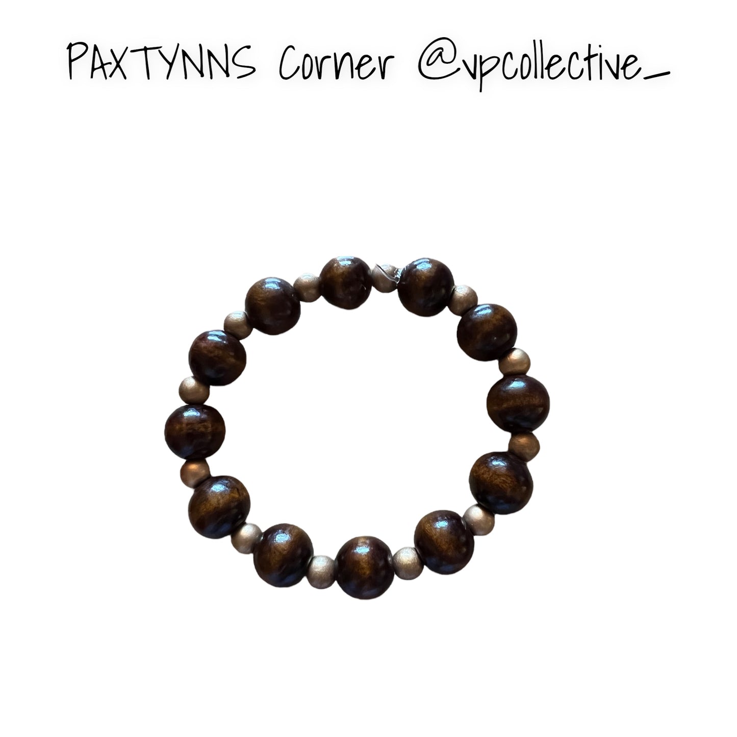 Brown Wood Beads with Matte Gold Accents Bracelet - PAXTYNNS CORNER