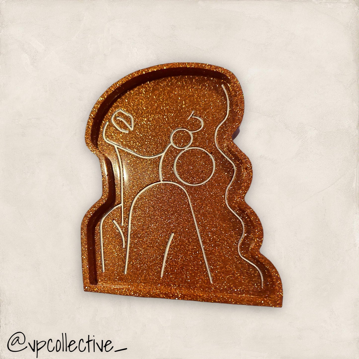 Copper Glitter Woman Outline Tray