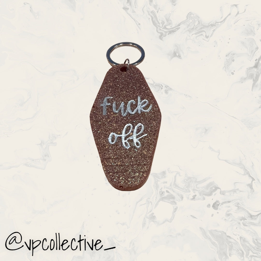 F*ck Off Keychain - Syrup Brown Sparkle