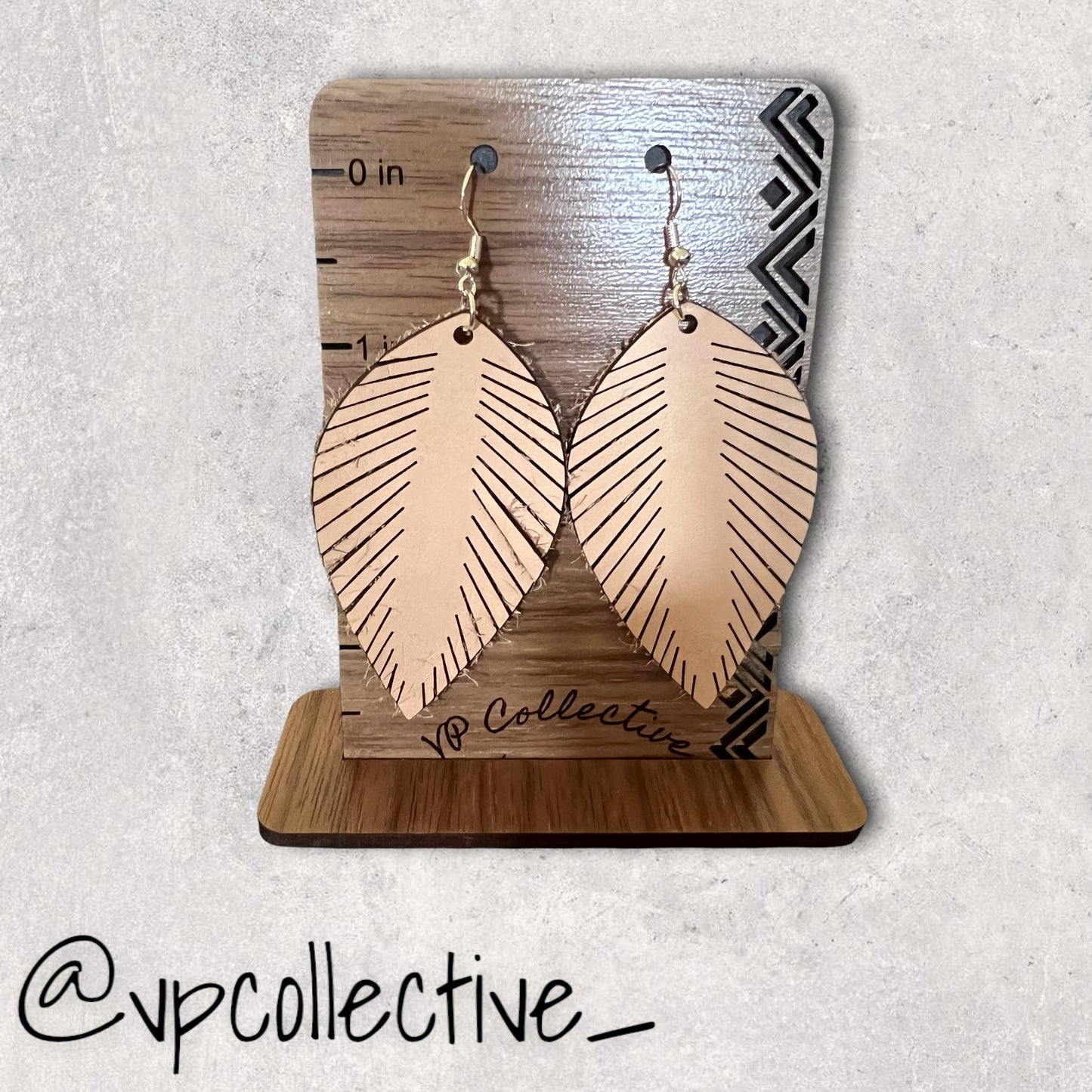 Natural Leather Feather Dangle Earring