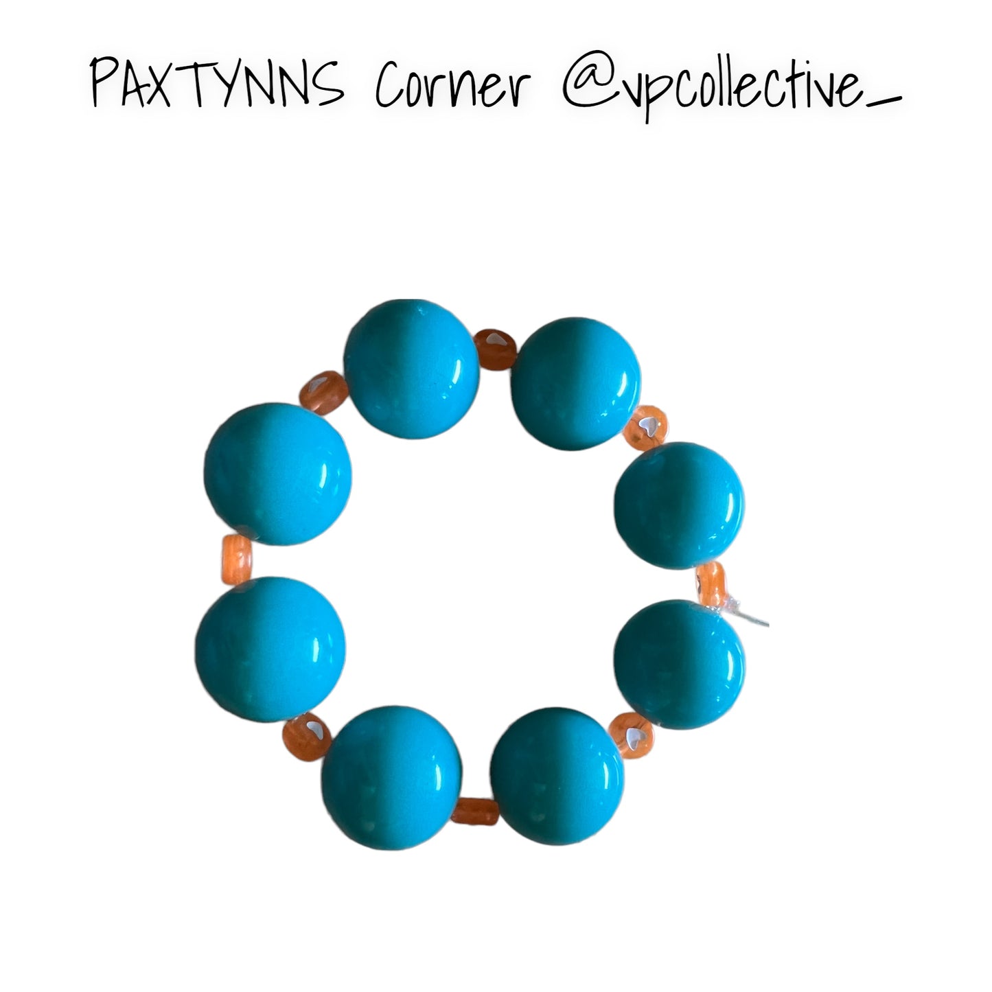 Blue with Orange Hearts Bracelet - PAXTYNNS CORNER
