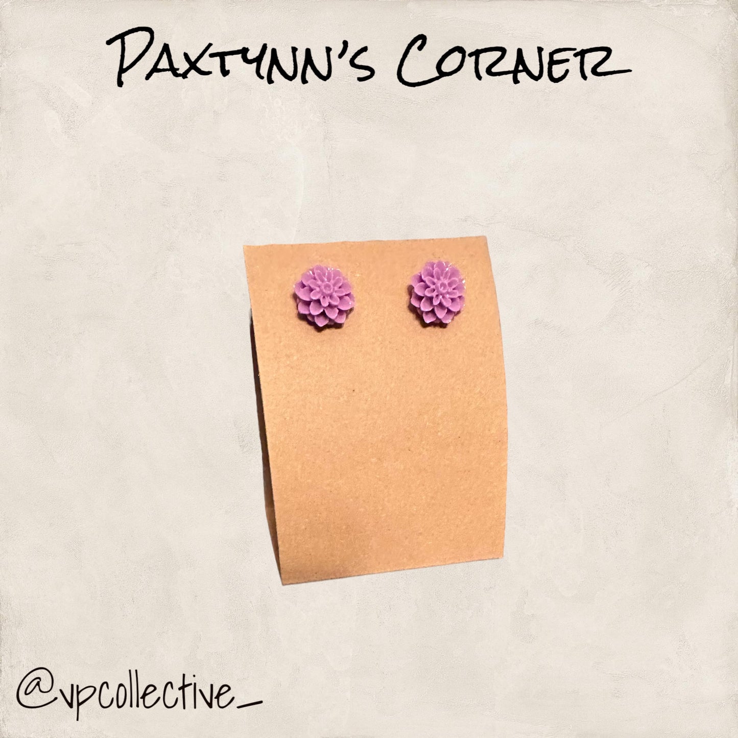 Purple Flower Stud Earrings- PAXTYNNS CORNER