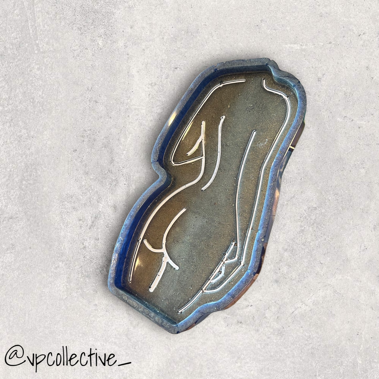 Beetle Blue with White Line Work - Woman’s Back Profile Mini Tray