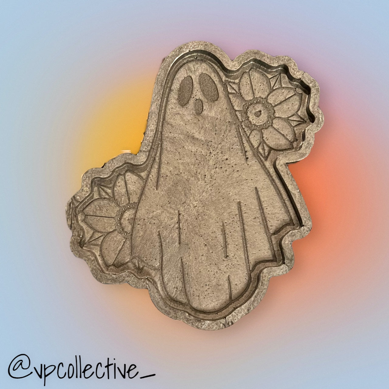 Smokey Gray Floral Ghost Catch All Tray