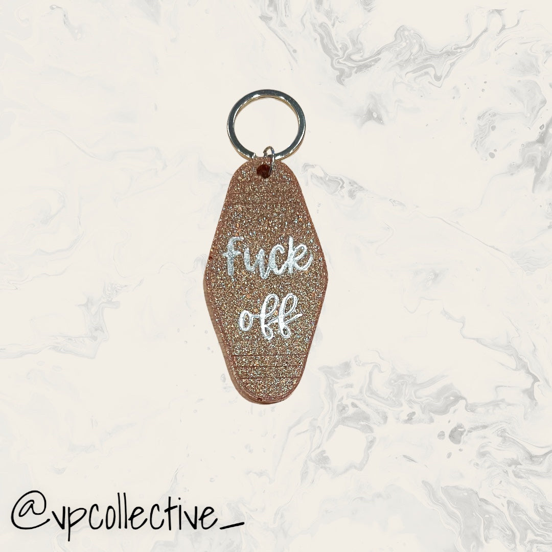 F*ck Off Keychain - Syrup Brown Sparkle