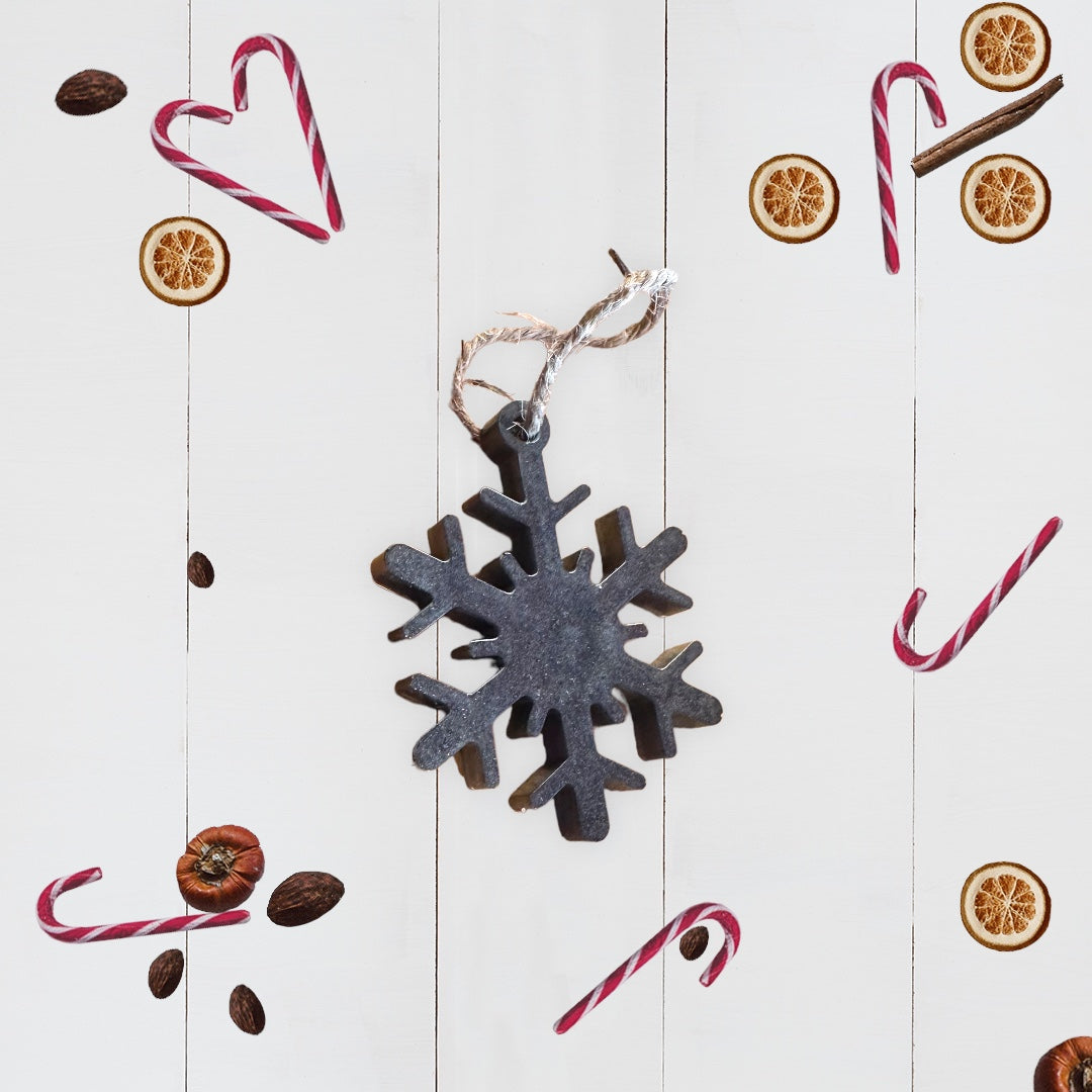 Charcoal Grey Shimmer Snowflake Ornament