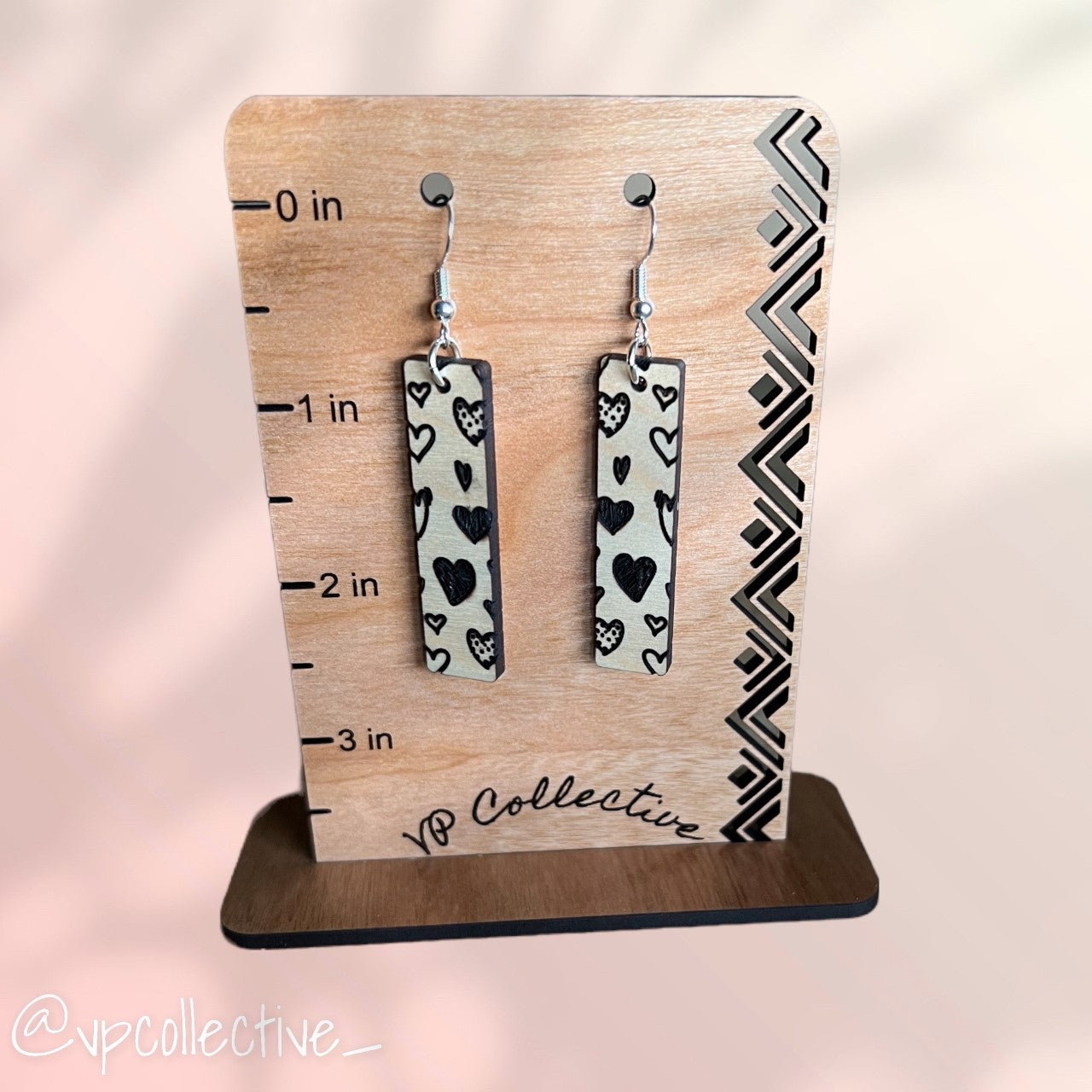 Mixed Heart Design Panel Earrings - Maple