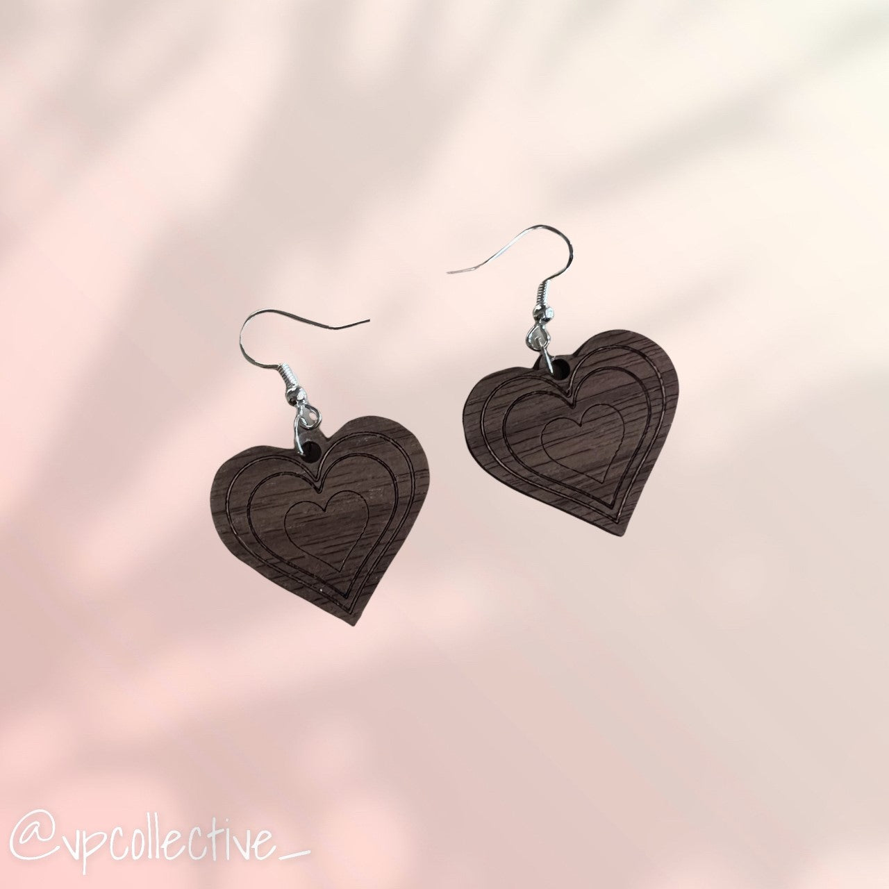 Growing Heart Earrings - Walnut