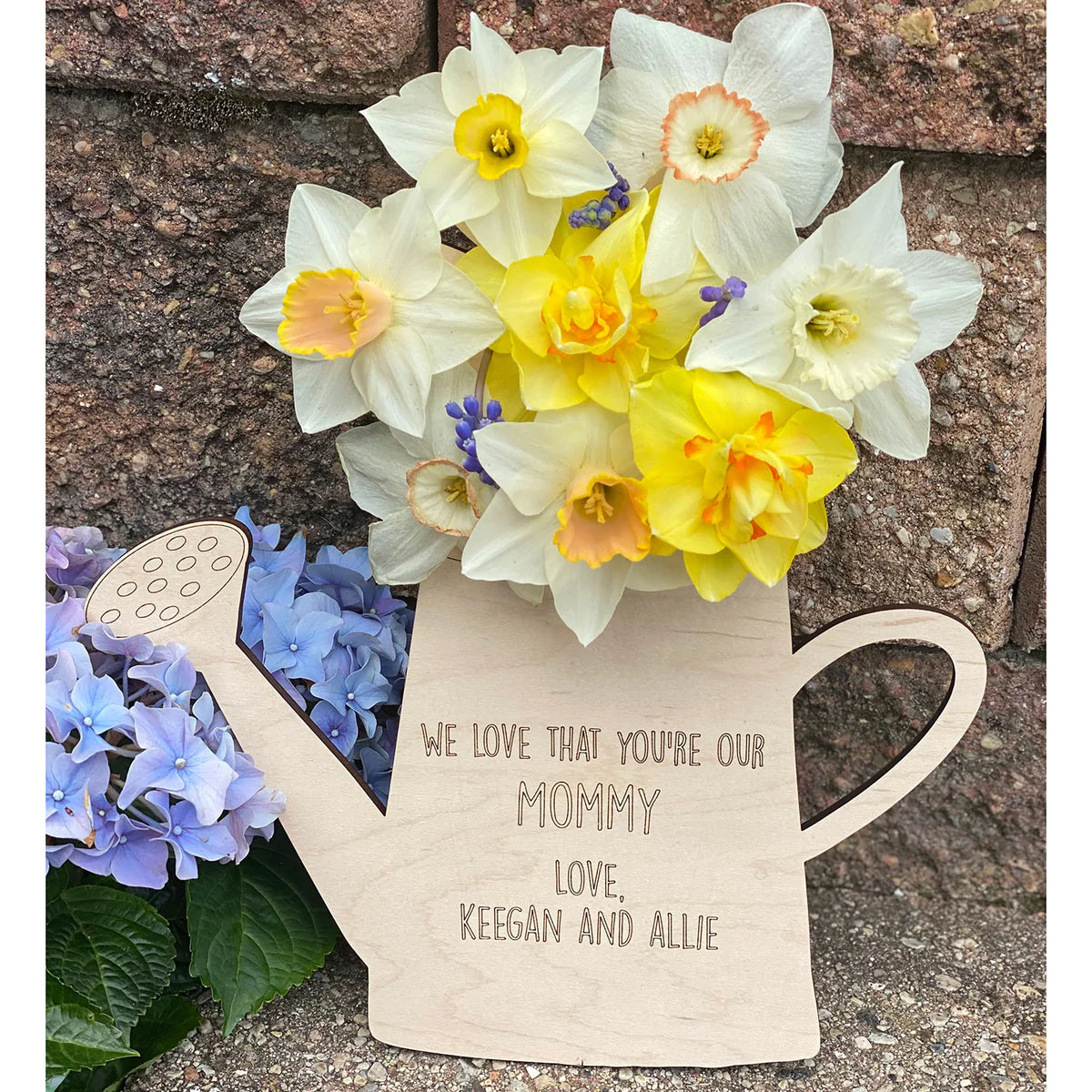Watering Can Fresh Flower Bouqet Arranger Card.