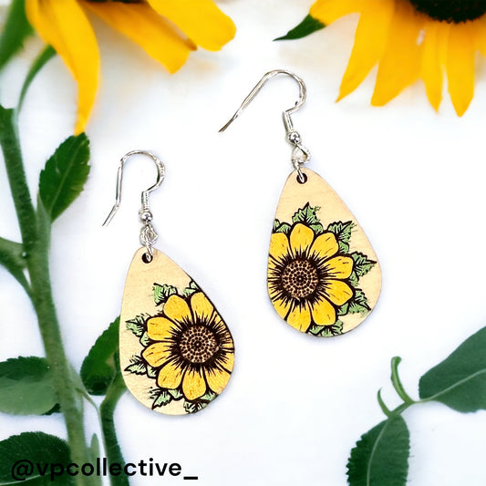 Sunflower Teardrop Dangle Earrings