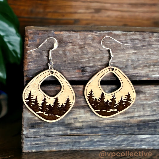 Mountain Forest Abstract Shaped Earrings