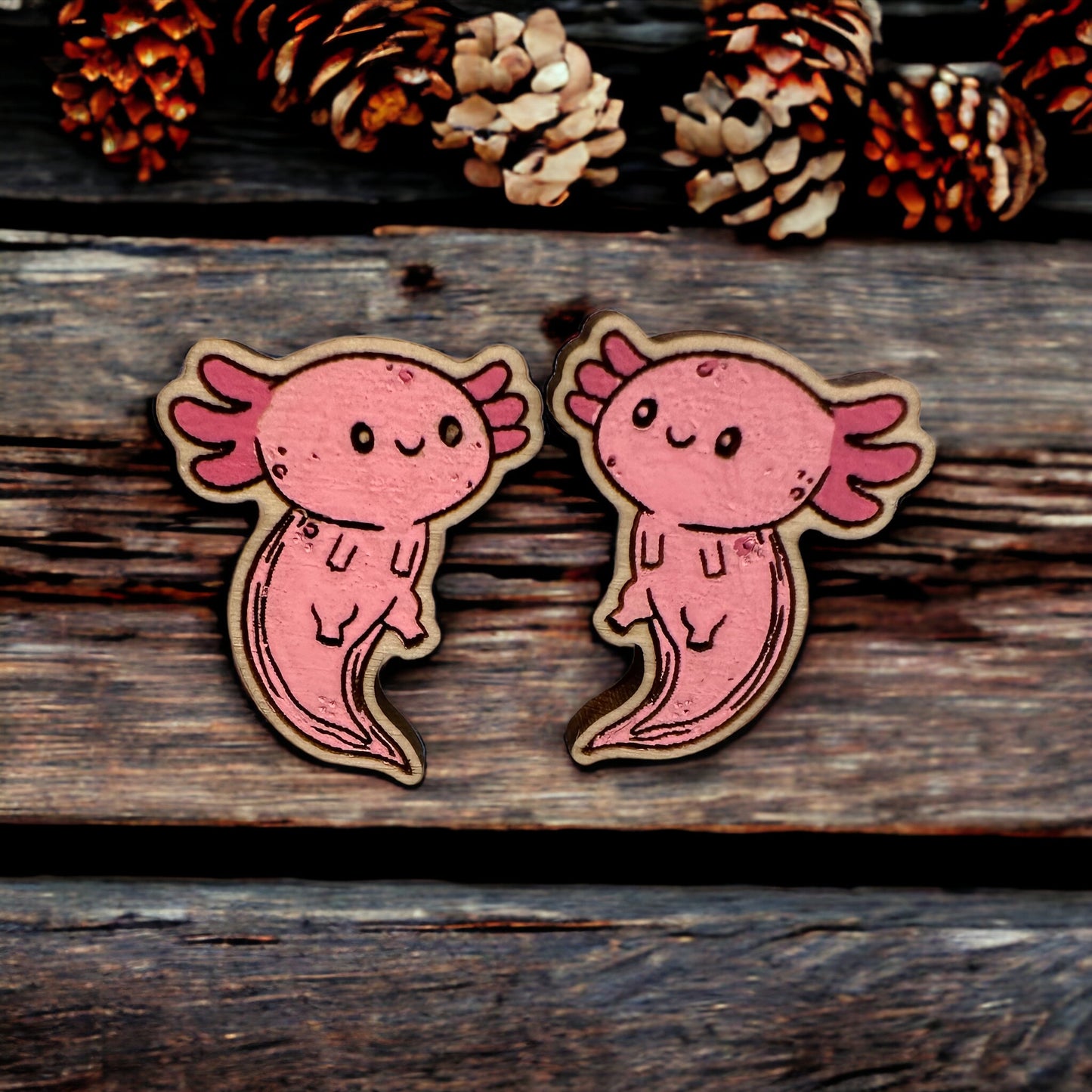 Hanging Axolotl Stud Earrings