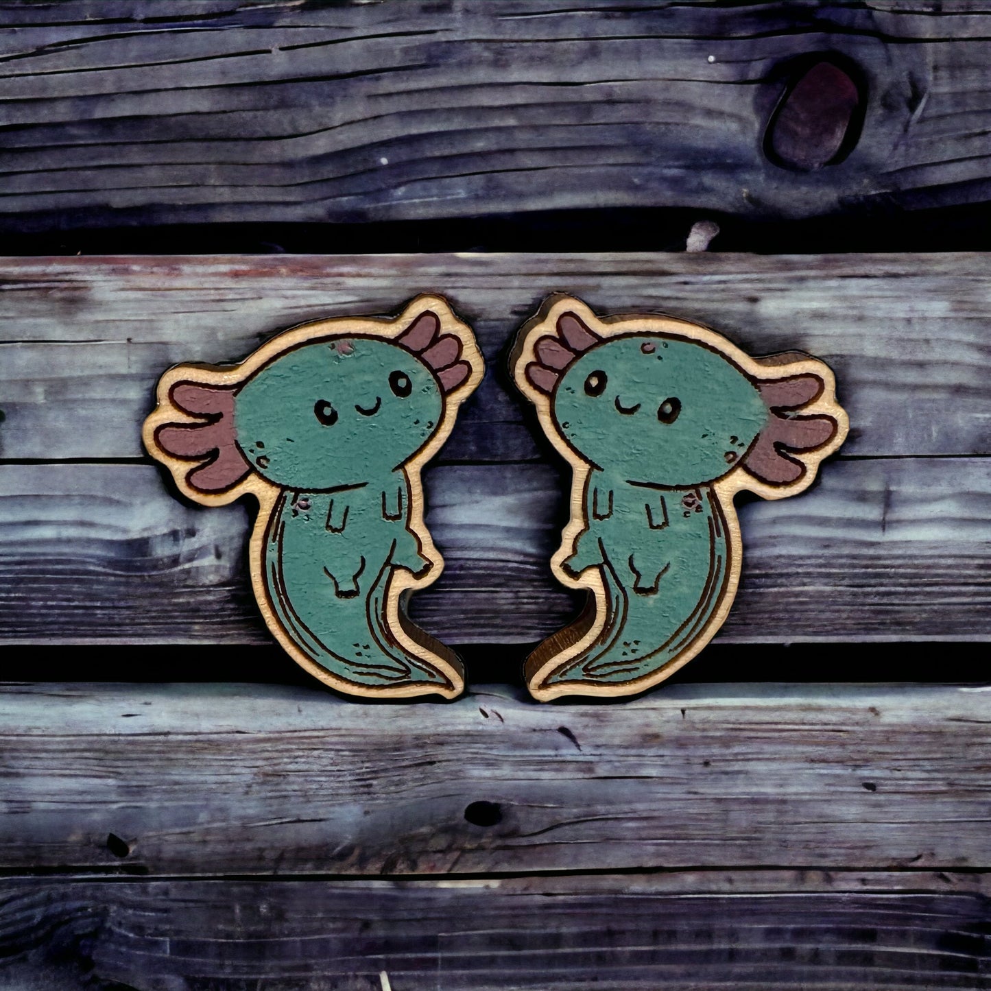 Hanging Axolotl Stud Earrings