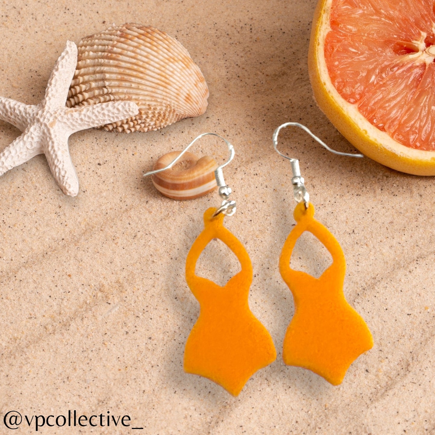 One Piece Swimsuit Dangle Earring - Apricot