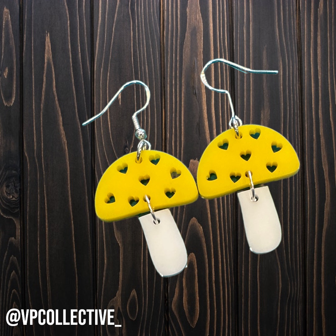 Sunshine Yellow Mushroom Dangle Earrings