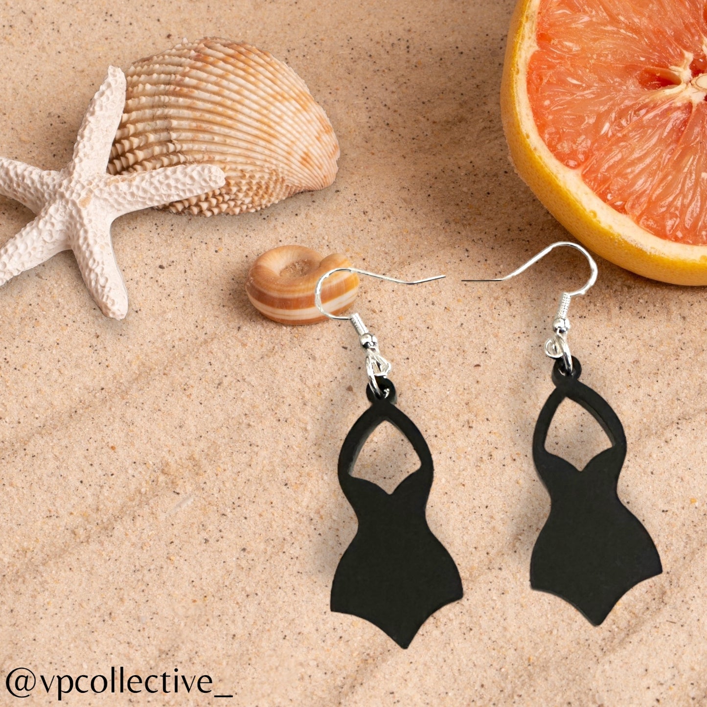 One Piece Swimsuit Dangle Earring - Noir