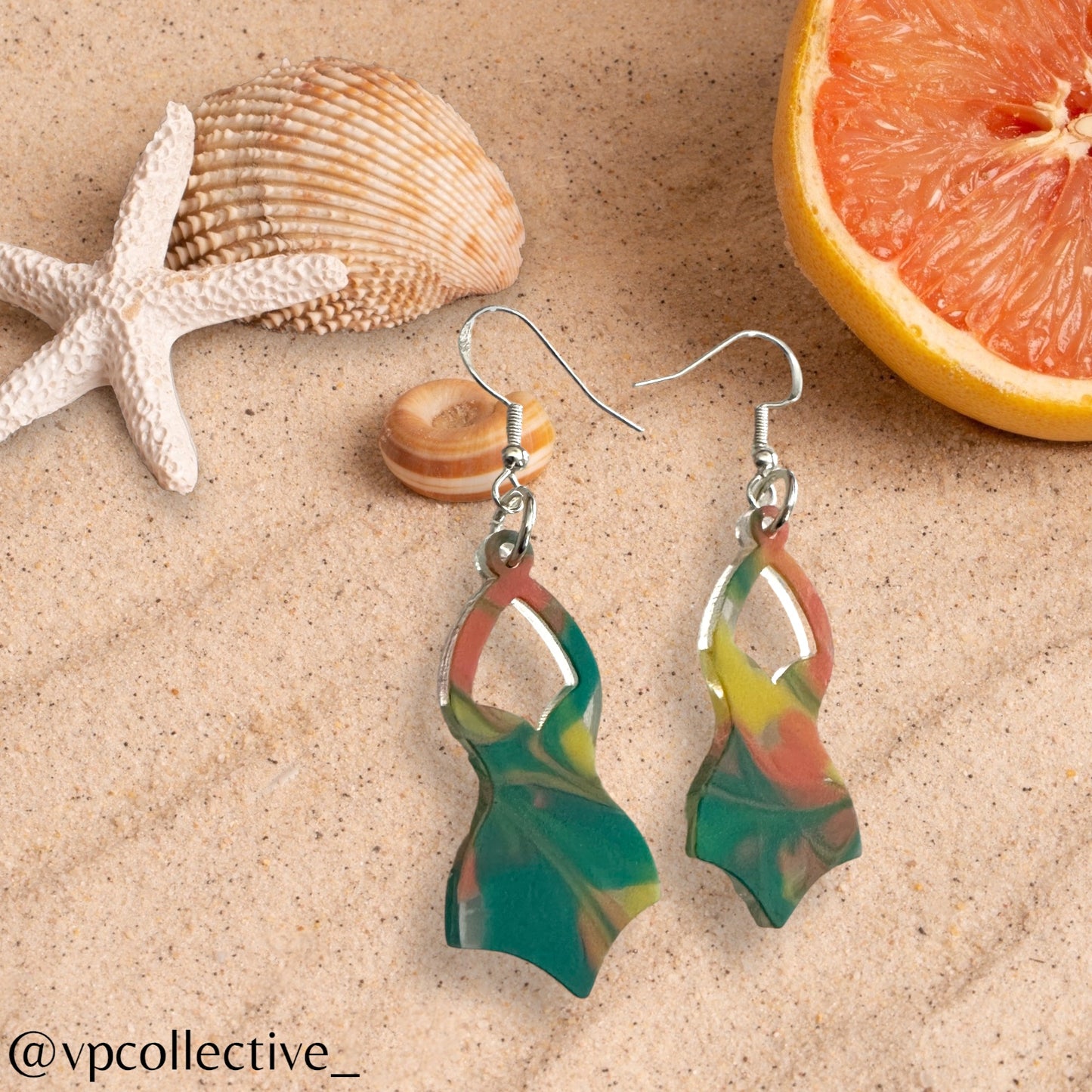 One Piece Swimsuit Dangle Earring - Tropical Vacation