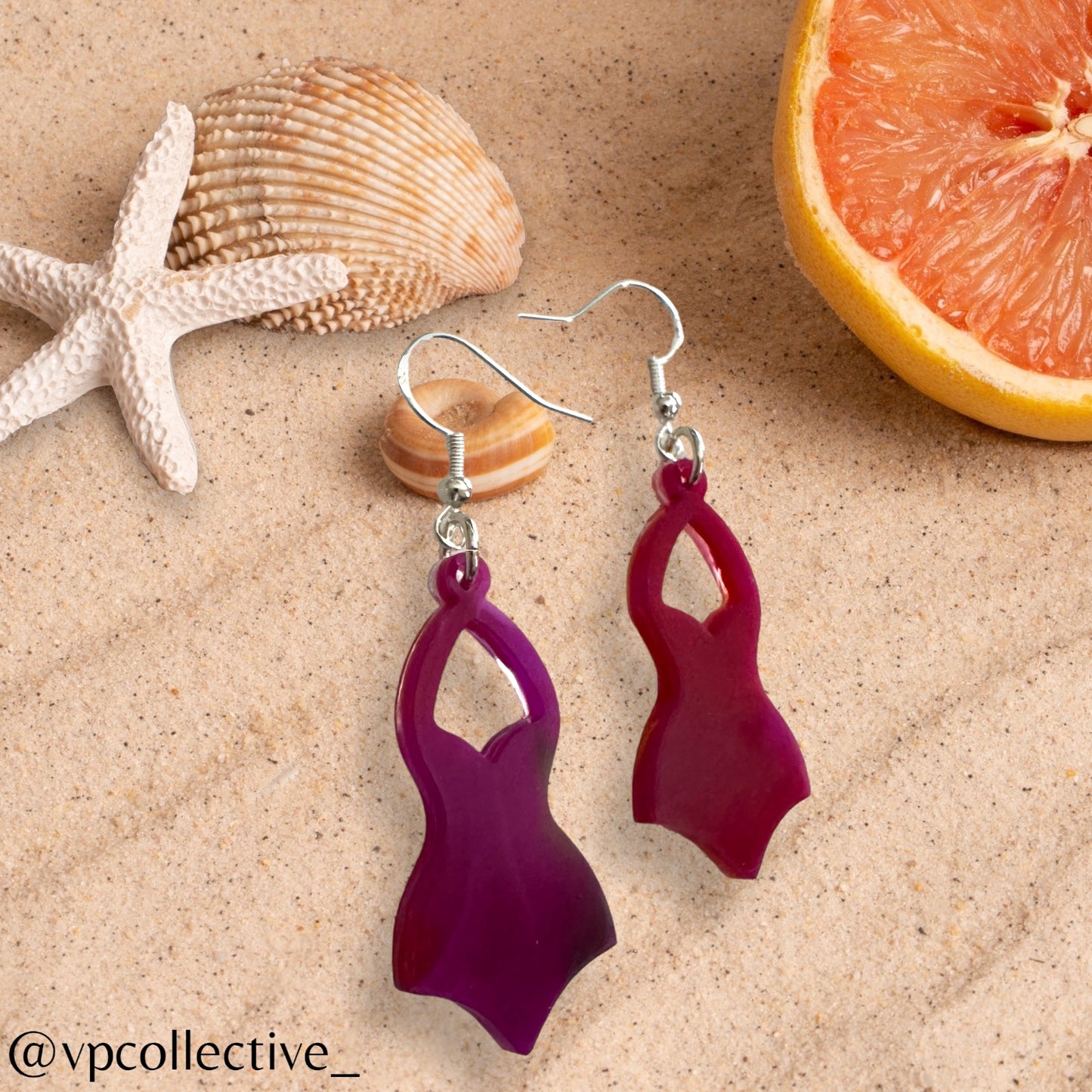 One Piece Swimsuit Dangle Earring - Marvelous Magenta